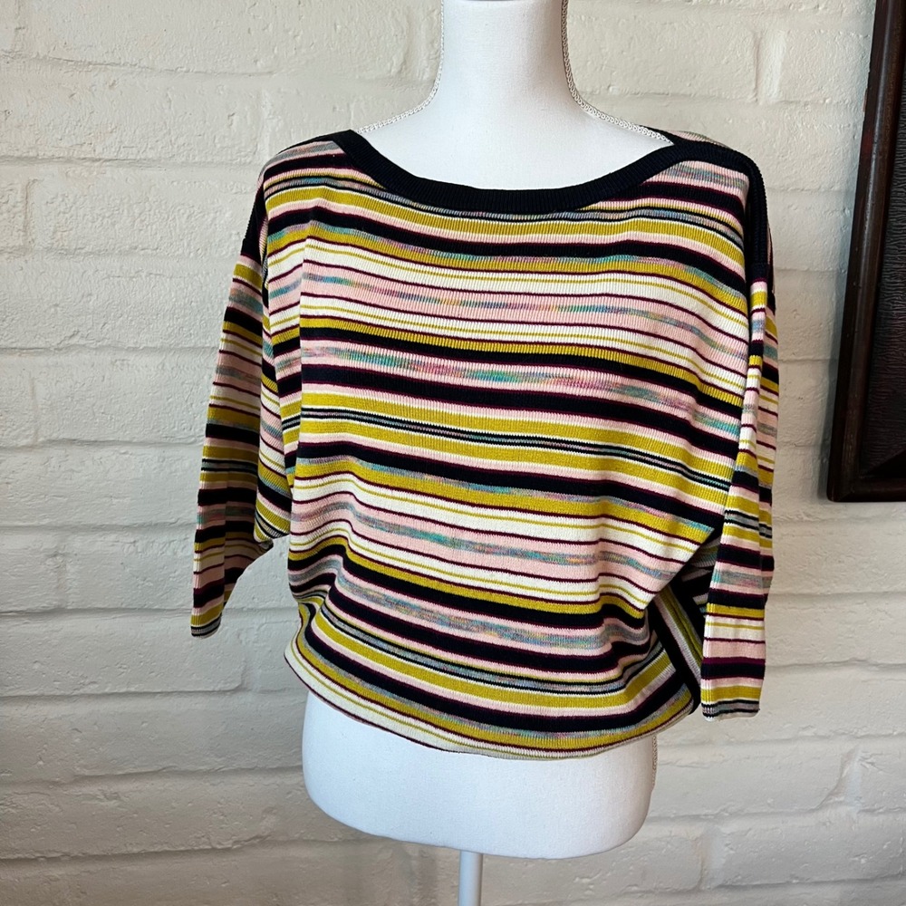 Anthropologie Moth Striped Dolman Sleeve Knit Sweater Top Multi-Color Womens S - Picture 1 of 8